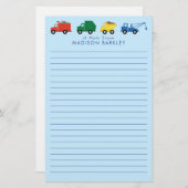 トラック建築車の少年のかわいい子ども 便箋 (正面/裏面)