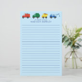 トラック建築車の少年のかわいい子ども 便箋 (スタンド正面)