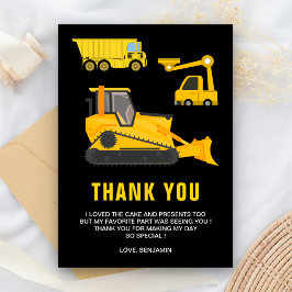 トラック建設誕生日パーティー サンキューカード