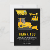 トラック建設誕生日パーティー サンキューカード (正面)