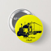 トラック恋人のための大きい装備の貨物自動車及びトラック 缶バッジ (正面&裏面)