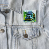 トラック恋人のための大きい装備の貨物自動車及びトラック 缶バッジ (インサイチュ)