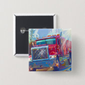 トラック恋人のための大きい装備の貨物自動車及びトラック 缶バッジ (正面&裏面)