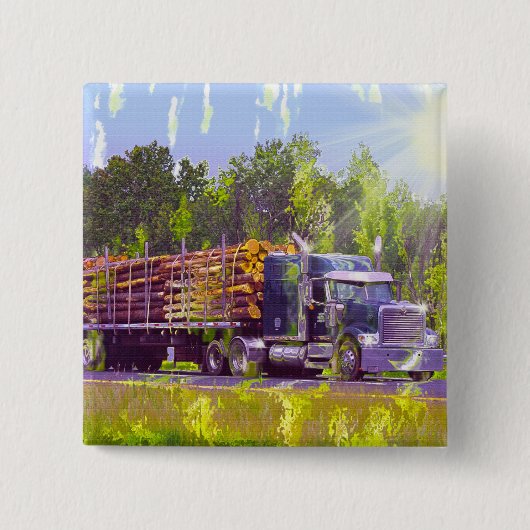 トラック恋人のための大きい装備の貨物自動車及びトラック 缶バッジ (正面)