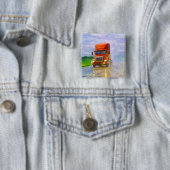 トラック恋人のための大きい装備の貨物自動車及びトラック 缶バッジ (インサイチュ)