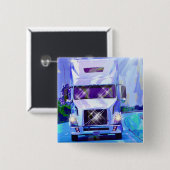 トラック恋人のための大きい装備の貨物自動車及びトラック 缶バッジ (正面&裏面)