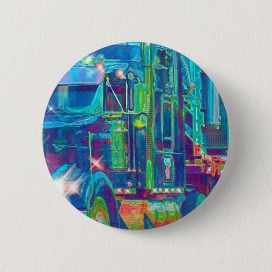 トラック恋人のための大きい装備の貨物自動車及びトラック 缶バッジ (正面)