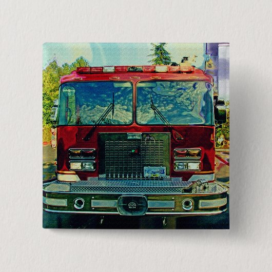 トラック恋人のための大きい装備の貨物自動車及びトラック 缶バッジ (正面)