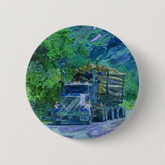 トラック恋人のための大きい装備の貨物自動車及びトラック 缶バッジ (正面)