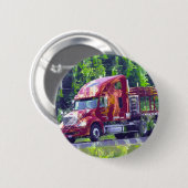 トラック恋人のための大きい装備の貨物自動車及びトラック 缶バッジ (正面&裏面)