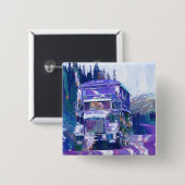 トラック恋人のための大きい装備の貨物自動車及びトラック 缶バッジ (正面&裏面)