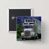 トラック恋人のための大きい装備の貨物自動車及びトラック 缶バッジ (正面&裏面)