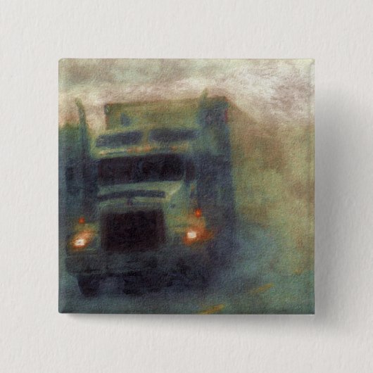 トラック恋人のための大きい装備の貨物自動車及びトラック 缶バッジ (正面)