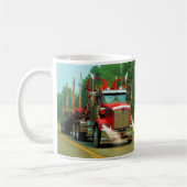 トラック愛好家のための大型トラックとハイウェイアート コーヒーマグカップ (左)