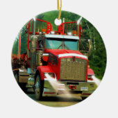 トラック愛好家のための大型トラックとハイウェイアート セラミックオーナメント (正面)