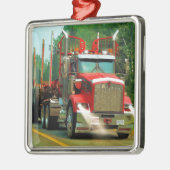 トラック愛好家のための大型トラックとハイウェイアート メタルオーナメント (左)