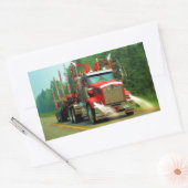 トラック愛好家のための大型トラックとハイウェイアート 長方形シール (封筒)