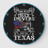 トラック最高のの運転手がテキサス州に住む ラージ壁時計 (正面)