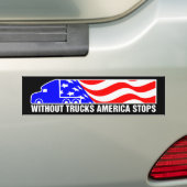 トラック無しアメリカストップセミトラック米国国旗 バンパーステッカー (車上)