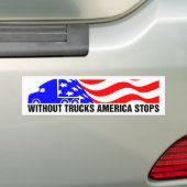 トラック無しアメリカストップセミトラック米国国旗 バンパーステッカー (車上)