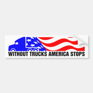 トラック無しアメリカストップセミトラック米国国旗 バンパーステッカー