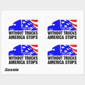 トラック無しアメリカストップセミトラック米国国旗 長方形シール (シート)