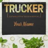 トラック生まれのレトロドライバのヴィンテージになるトラック車 キッチンタオル (折り畳み)