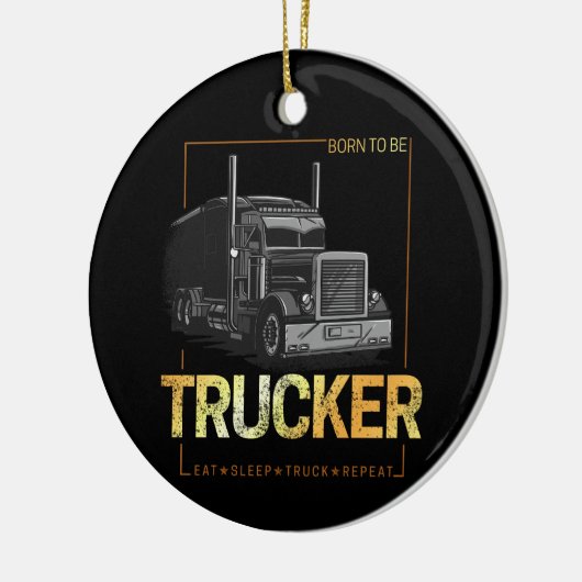 トラック生まれのレトロドライバのヴィンテージになるトラック車 セラミックオーナメント (左)
