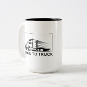 トラック生まれへ(黒) ツートーンマグカップ (正面左)