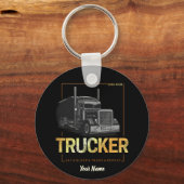 トラック生まれカーのドライバのセミトレーラーパパ キーホルダー (正面)
