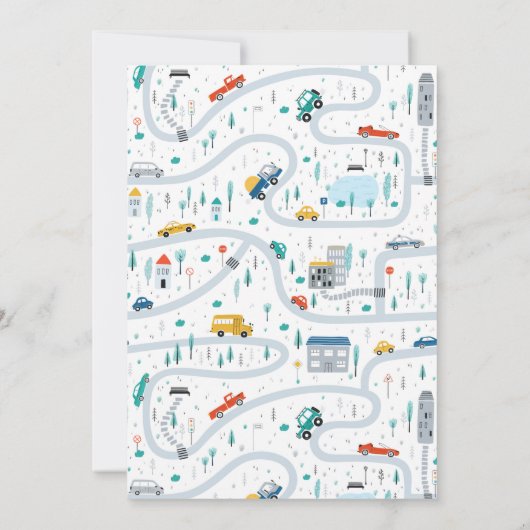 トラック男の子2番目の誕生日パーティーすべてをダンプ 招待状 (裏面)