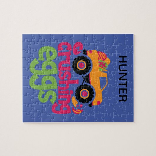 「トラック粉砕エッグ」パーソナライズされたパズル ジグソーパズル (横)