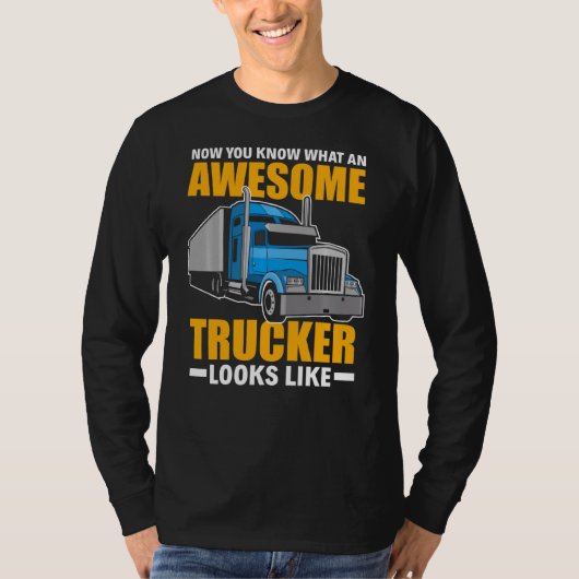トラック素晴らしカーがTruに似ておもしろいいる Tシャツ (正面)