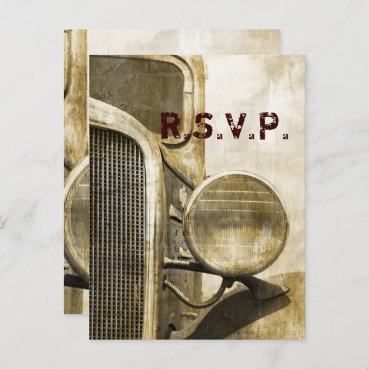 トラック素朴ウエスタンカントリーファームウェディングRSVP インビテーションポストカード (正面/裏面)