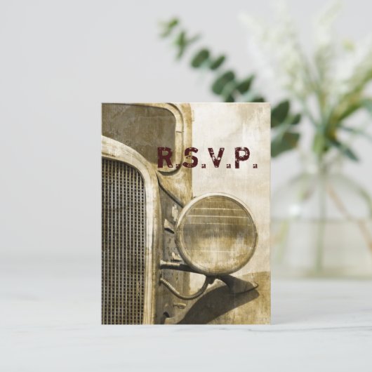 トラック素朴ウエスタンカントリーファームウェディングRSVP インビテーションポストカード (スタンド正面)