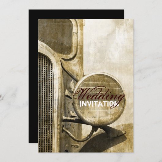 トラック素朴ウエスタンカントリーファー結婚ムズ 招待状 (正面/裏面)