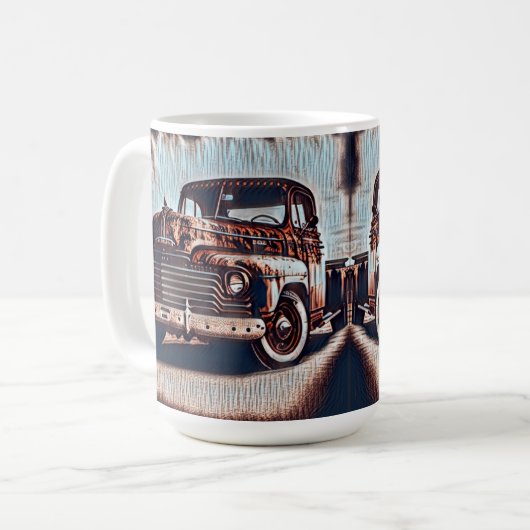 トラック素朴グランジ- Aヴィンテージ美しい コーヒーマグカップ (正面左)