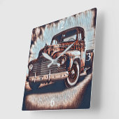 トラック素朴グランジ- Aヴィンテージ美しい スクエア壁時計 (傾斜)