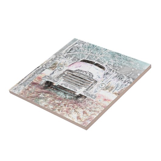 トラック素朴ヴィンテージホワイトグレーレトロ動揺して タイル (側面)