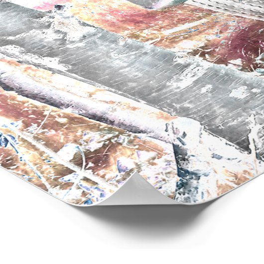 トラック素朴ヴィンテージホワイトグレーレトロ動揺して ポスター (角)