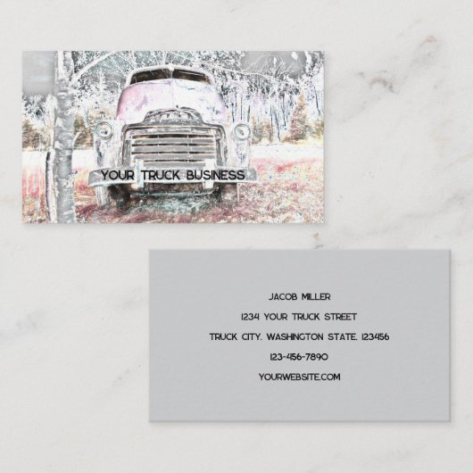 トラック素朴ヴィンテージホワイトグレーレトロ動揺して 名刺 (正面/裏面)