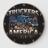 トラック誇りを持ったカーがアメリカを前進させる ラージ壁時計 (正面)
