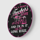 トラック誇りを持ったカーの妻:ピンクの長距離 ラージ壁時計 (傾斜)