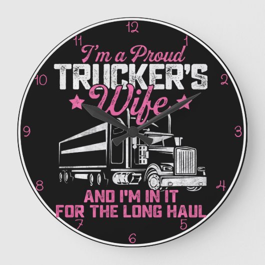 トラック誇りを持ったカーの妻：長距離の愛 ラージ壁時計 (正面)