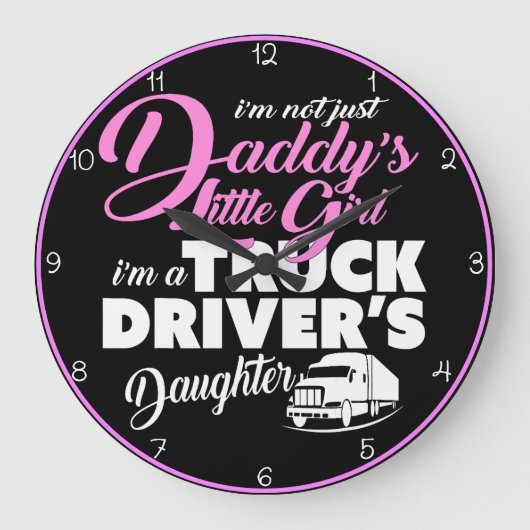 トラック誇りを持った運転手の娘 ラージ壁時計 (正面)