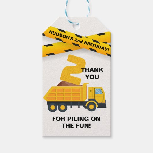 トラック誕生日サンキューメッセージカード – イエローディガー ギフトタグ (正面)