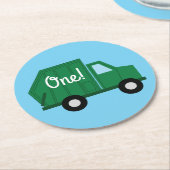 トラック誕生日パーティー ラウンドペーパーコースター (アングル)