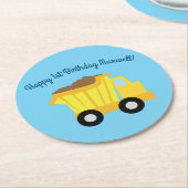 トラック誕生日パーティー ラウンドペーパーコースター (アングル)