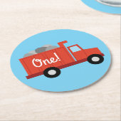 トラック誕生日パーティー ラウンドペーパーコースター (アングル)