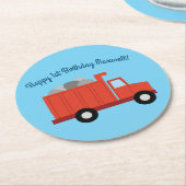トラック誕生日パーティー ラウンドペーパーコースター (アングル)